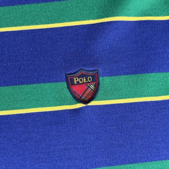 Polo Ralph Lauren Shirt Mens  XL Blue‎ Green Color Block 100% Fine Cotton Crest - Picture 3 of 6